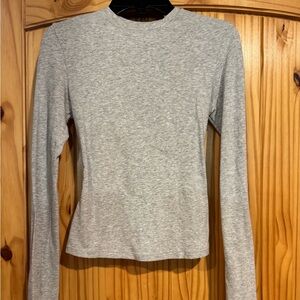 Skims Cotton Jersey Grey Long Sleeve Top